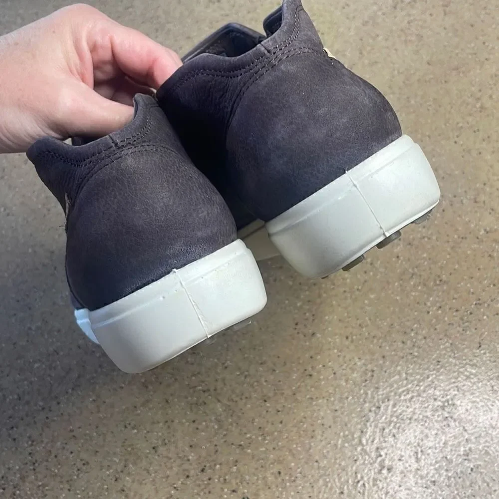 Ecco Women's Soft 7 Side Zip Bootie Sneakers in Dark Shadow Leather sz 11 Extra